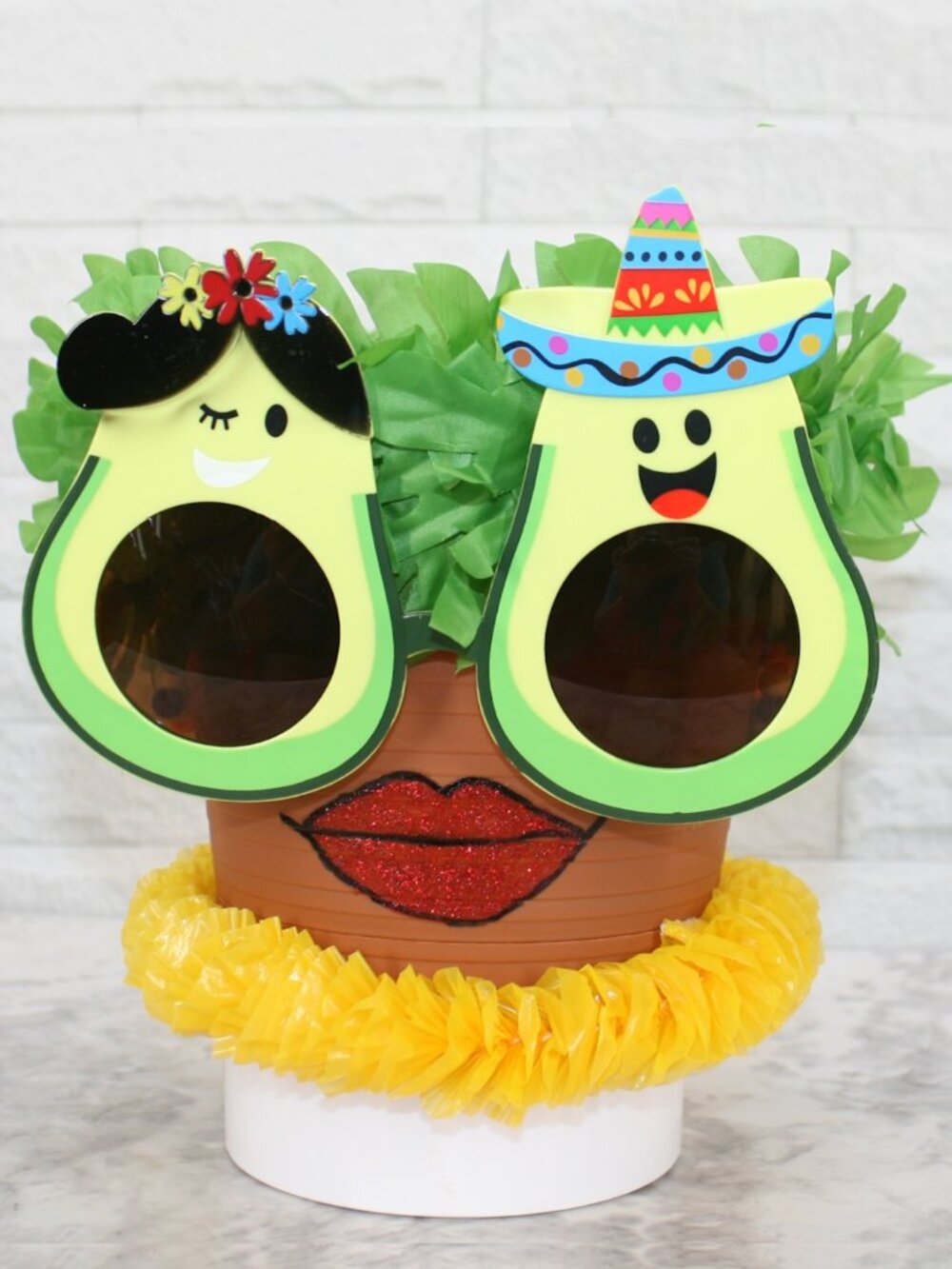HAND CRAFTED Pot Head Avocado Planter Upcycled Lady Face Fiesta Decor Guacamole